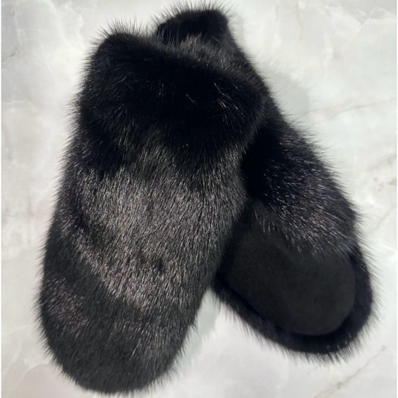 Black Mink Mittens - Picture 1 of 3